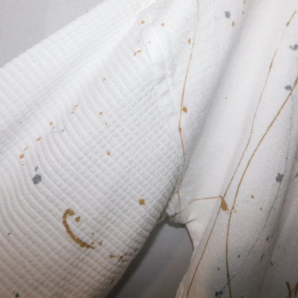 Sea Breeze of California Womens L White Gold Silver Paint Splatter Cowlneck Top - Picture 7 of 12